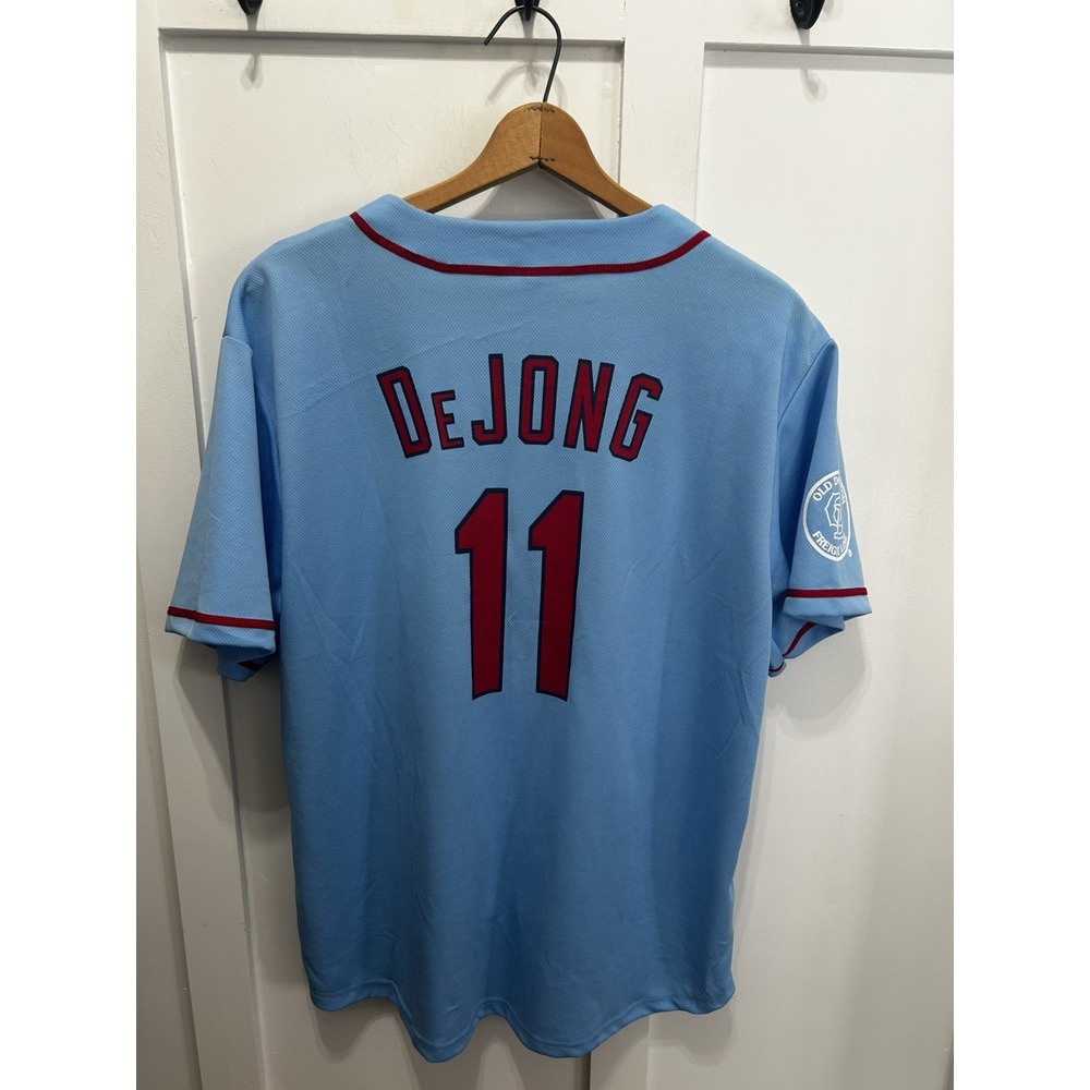 St. Louis Cardinals DeJong Old Dominion Freight Blue‎ Stadium Giveaway XL Jersey